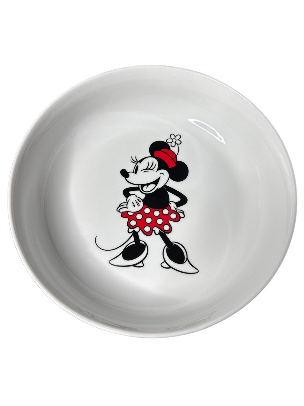 Disney White Ceramic Bowl with Minnie Mouse Red Accents